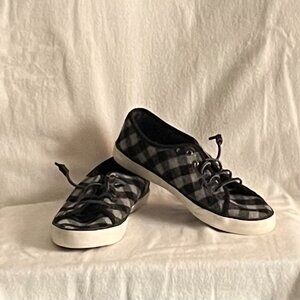 Sperry Top-Sider Black/Gray Buffalo Plaid Sneakers/Shoes